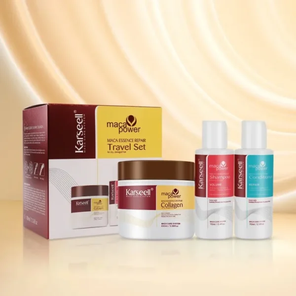 Collagen hair mask shampoo and conditioner travel set for jetsetters